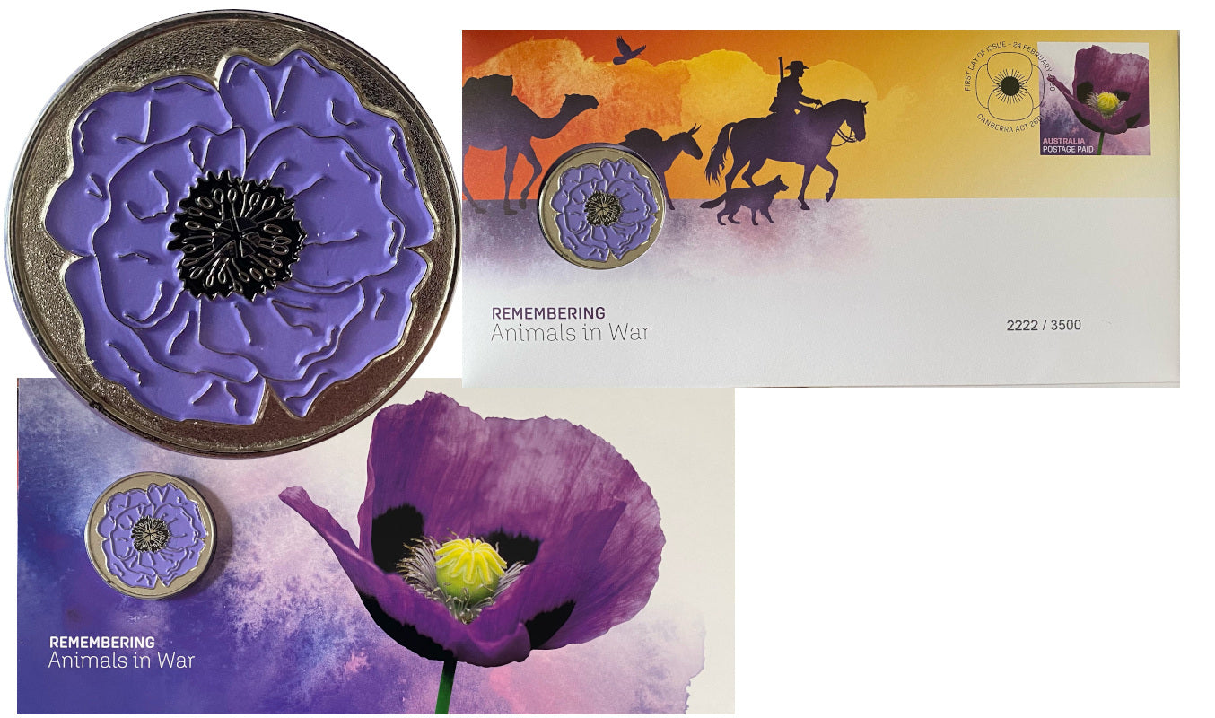 2020 Remembering Animals in War PMC - Purple Poppy Medallion - 1759