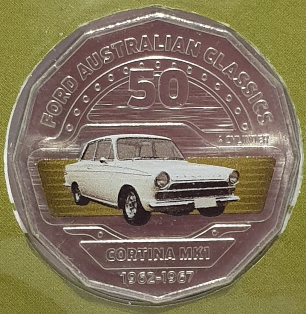 2017 50c Ford 1965 Cortina MK1 GT500 Coin & Stamp Cover PNC