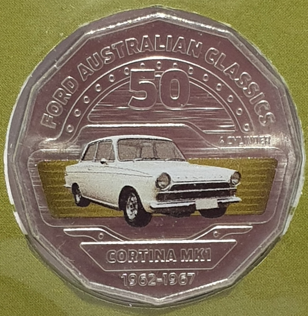 2017 50c Ford 1965 Cortina MK1 GT500 Coin & Stamp Cover PNC
