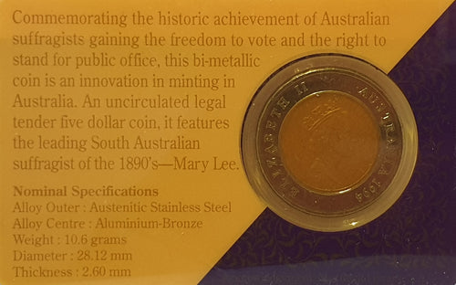 1994 $5 Coin - 100 Years of Enfranchisement of Women