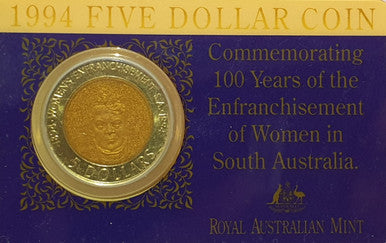 1994 $5 Coin - 100 Years of Enfranchisement of Women