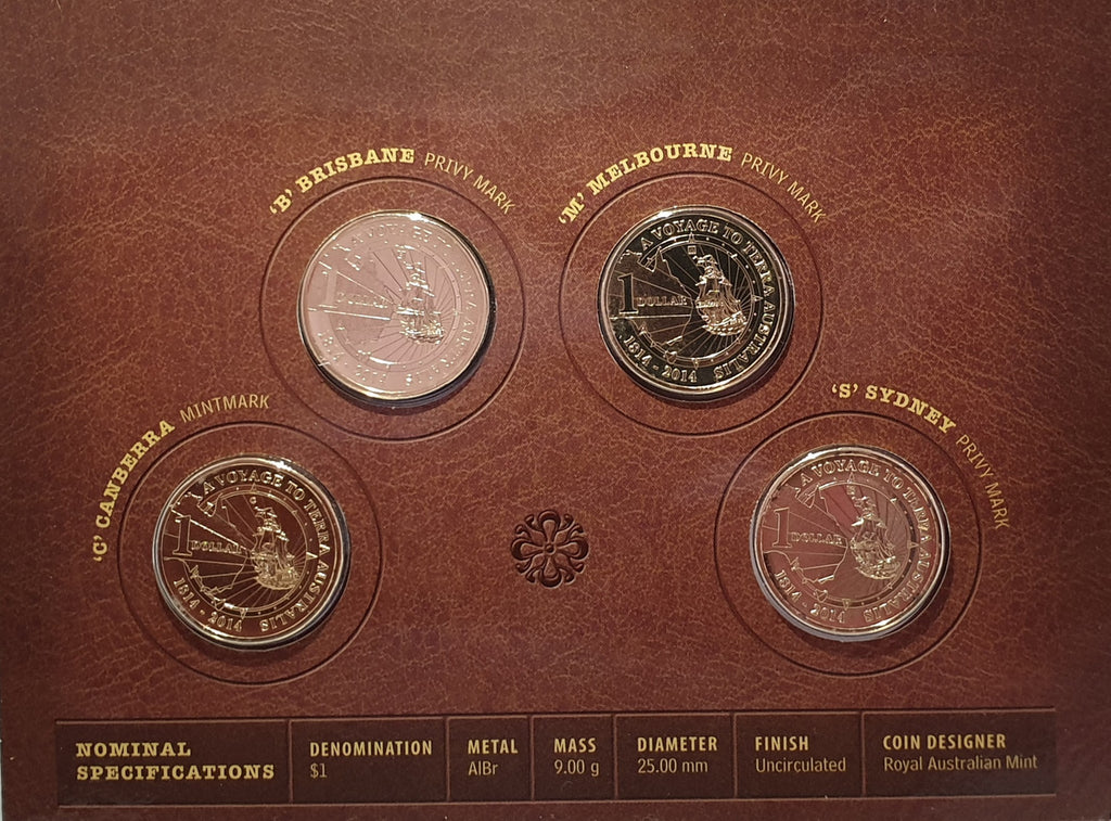 2014 $1 A Voyage to Terra Australias 4 Coin Set