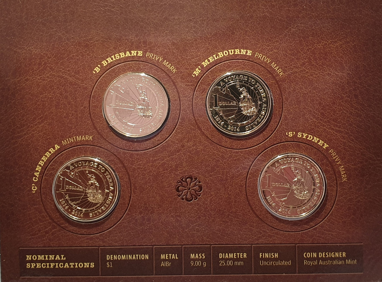 2014 $1 A Voyage to Terra Australias 4 Coin Set