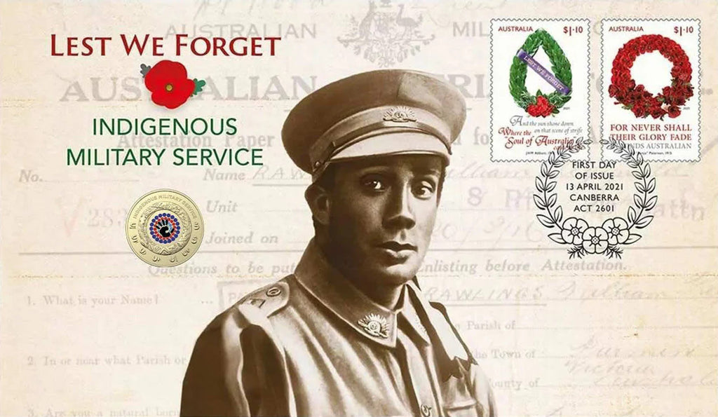 2021 $2 Lest We Forget Indigenous Military Service Coin & Stamp Cover PNC