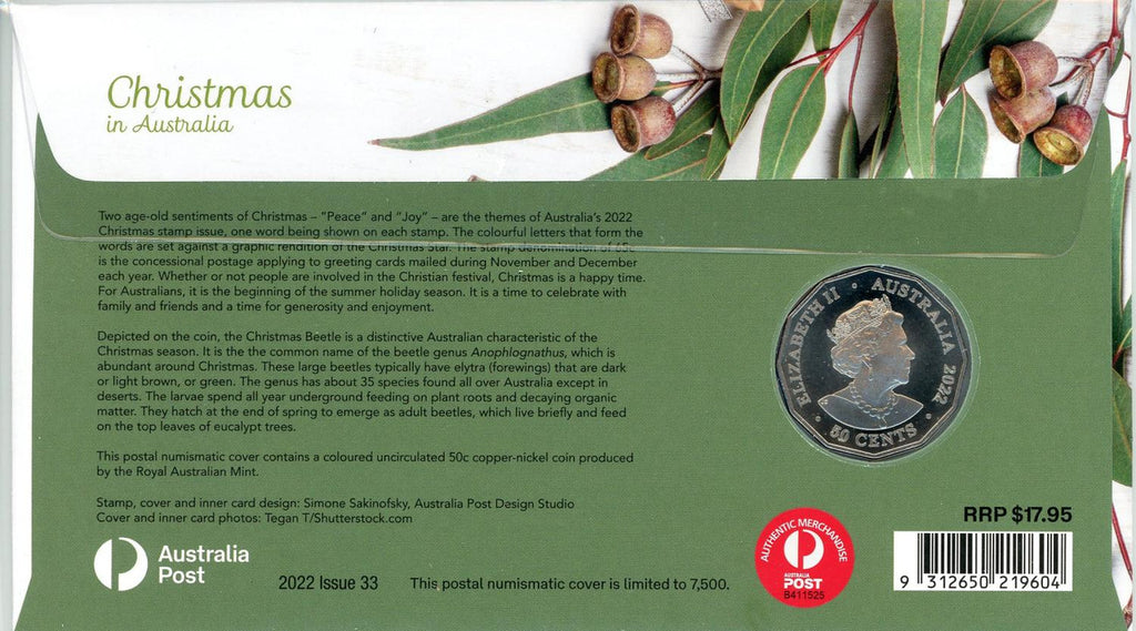 Christmas in Australia PNC with Coloured RAM Fifty Cent Coin