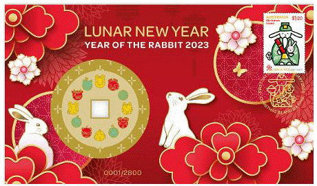 2023 YEAR OF THE RABBIT MEDALLION & STAMP COVER PNC
