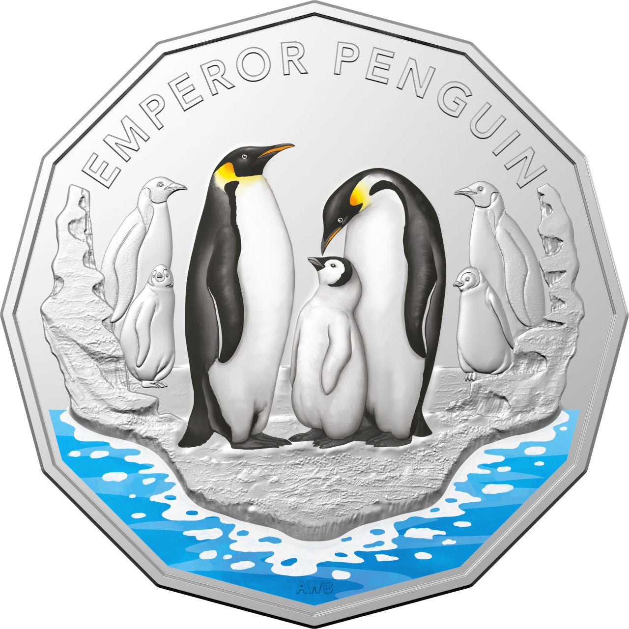 2023 Emperor Penguin - Australian Antarctic Territory Series 50c Coloured UNC Coin