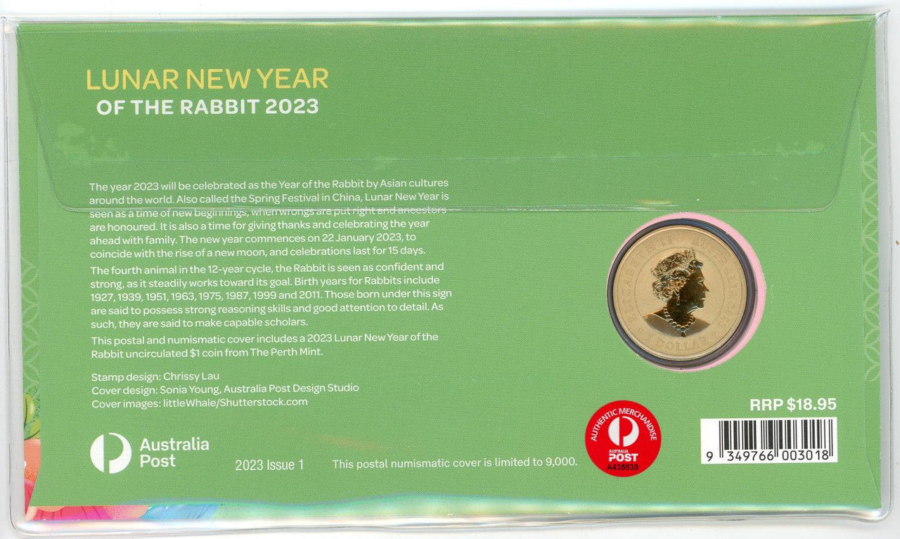2023 Issue 1 - Lunar New Year of the Rabbit Stamp & Coin PNC - Perth Mint