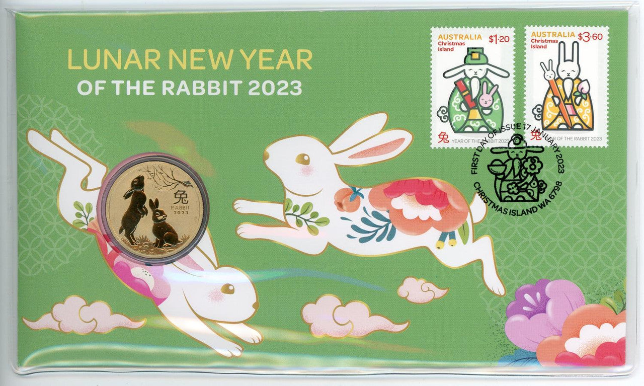 2023 Issue 1 - Lunar New Year of the Rabbit Stamp & Coin PNC - Perth Mint