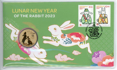2023 Issue 1 - Lunar New Year of the Rabbit Stamp & Coin PNC - Perth Mint
