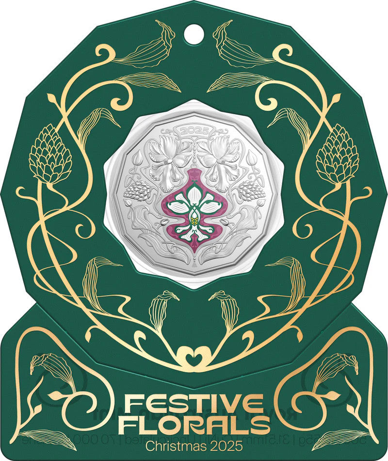 2025 Christmas Festive Florals 50 Cent Coin