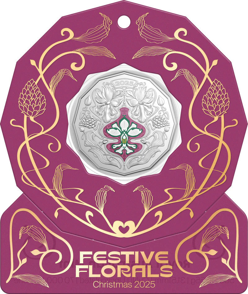 2025 Christmas Festive Florals 50 Cent Coin