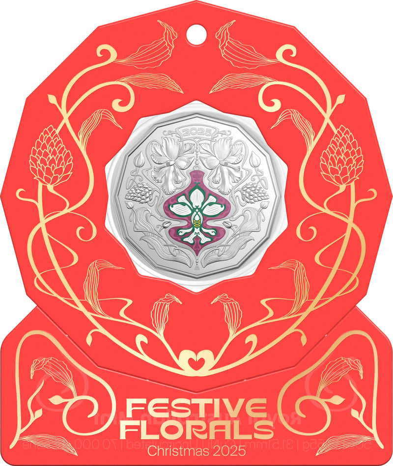 2025 Christmas Festive Florals 50 Cent Coin