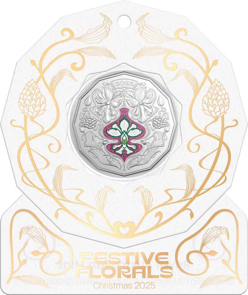 2025 Christmas Festive Florals 50 Cent Coin