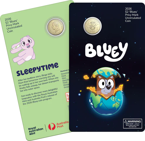 2026 Bluey Coin Series $2 Coin with privy mark - Sleepytime