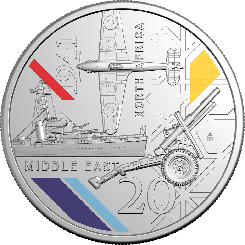 2026 1941: Service Amid Strife – North Africa & Middle East 20 Cent Coloured Uncirculated Coin