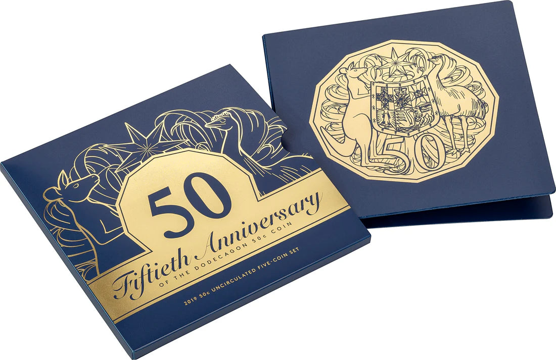 2019 50th Anniversary of The Australian 50c Dodecagon 50 Cent five coin set