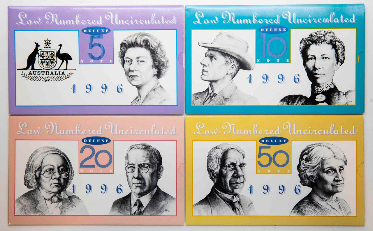 1995 & 1996 Australia Deluxe Set of 3 & 4 NPA Banknote Folders