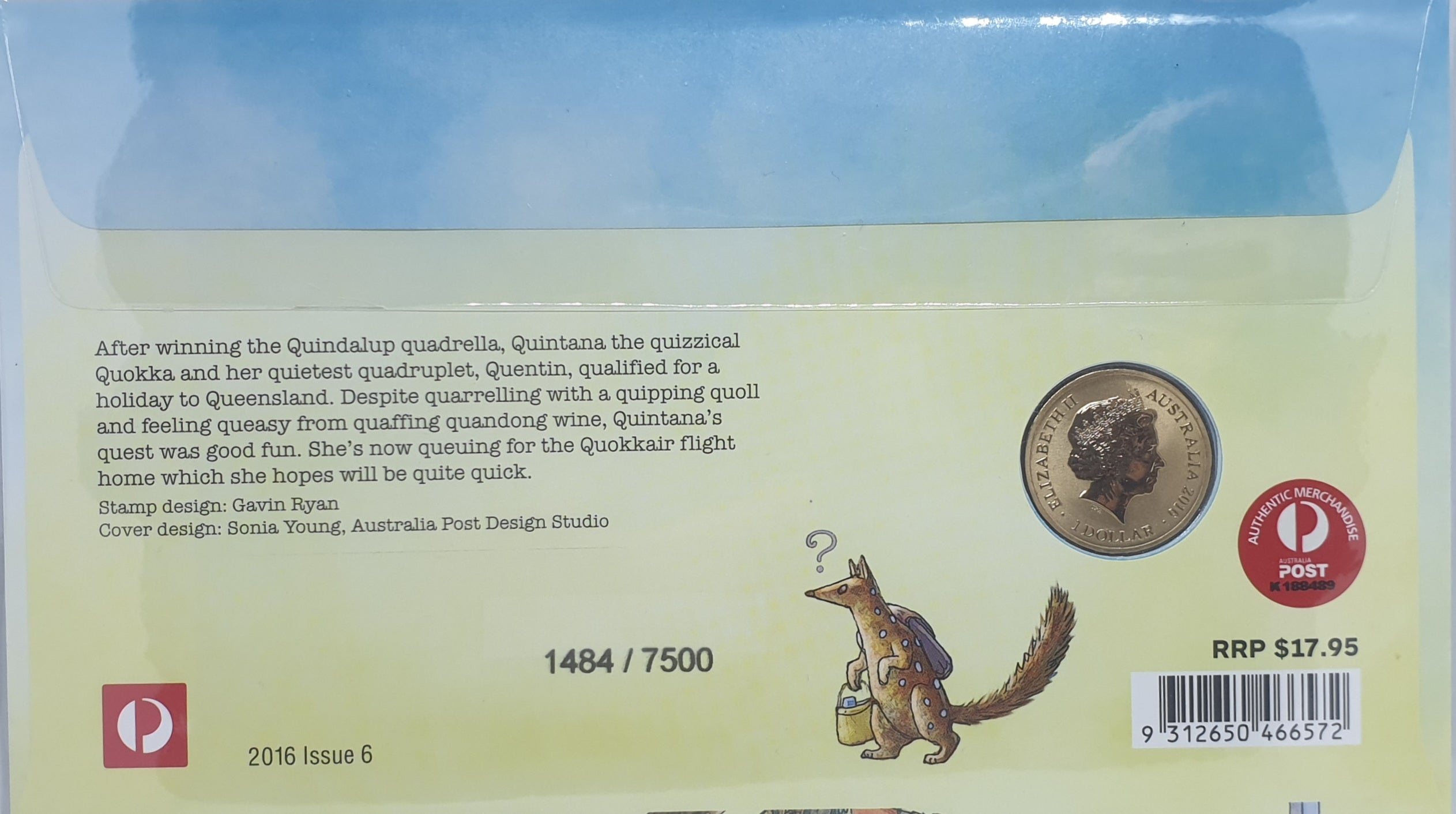 2016 $1 Fair Dinkum Aussie Alphabet Part One Q Coin & Stamp Cover PNC