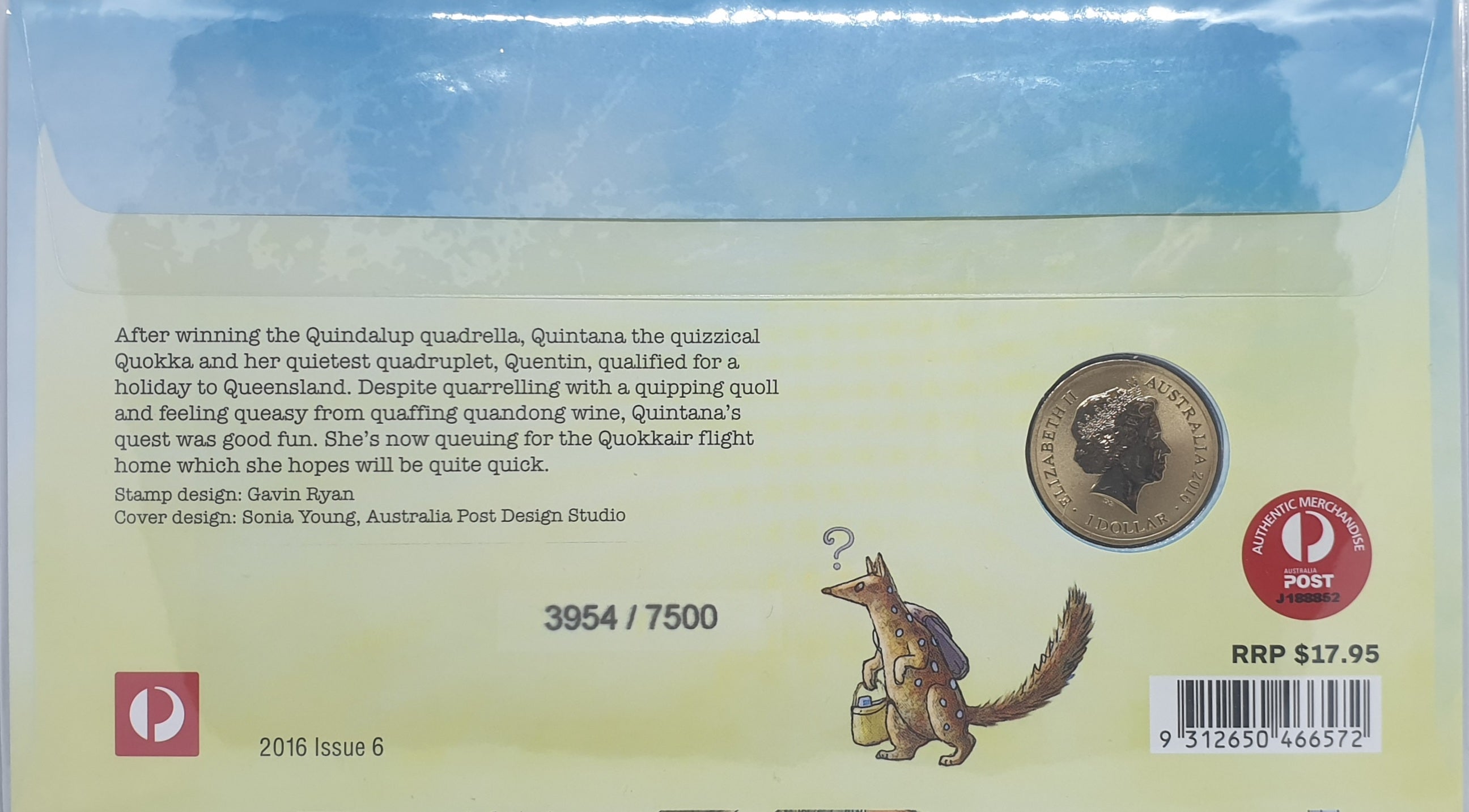 2016 $1 Fair Dinkum Aussie Alphabet Part One Q Coin & Stamp Cover PNC