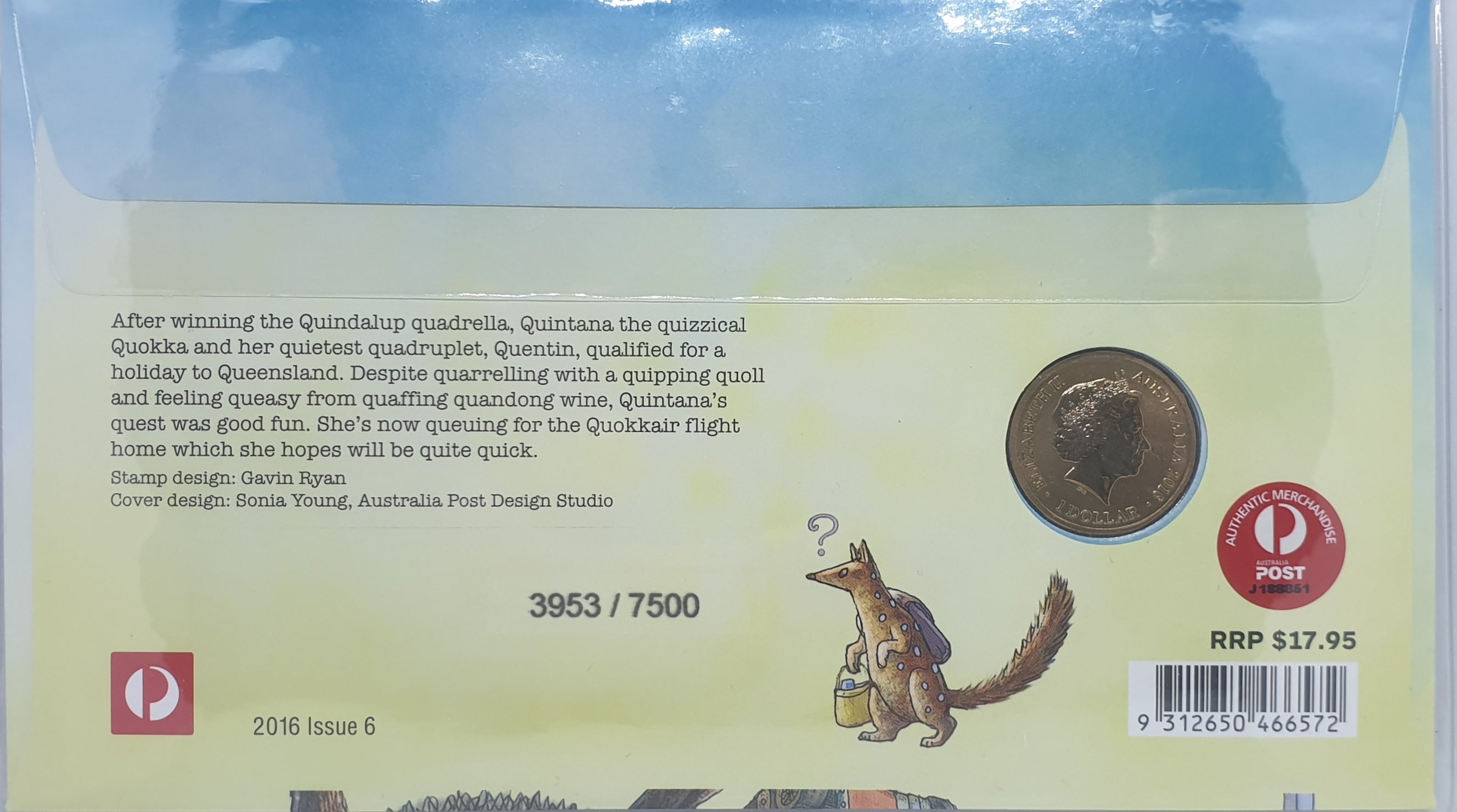 2016 $1 Fair Dinkum Aussie Alphabet Part One Q Coin & Stamp Cover PNC