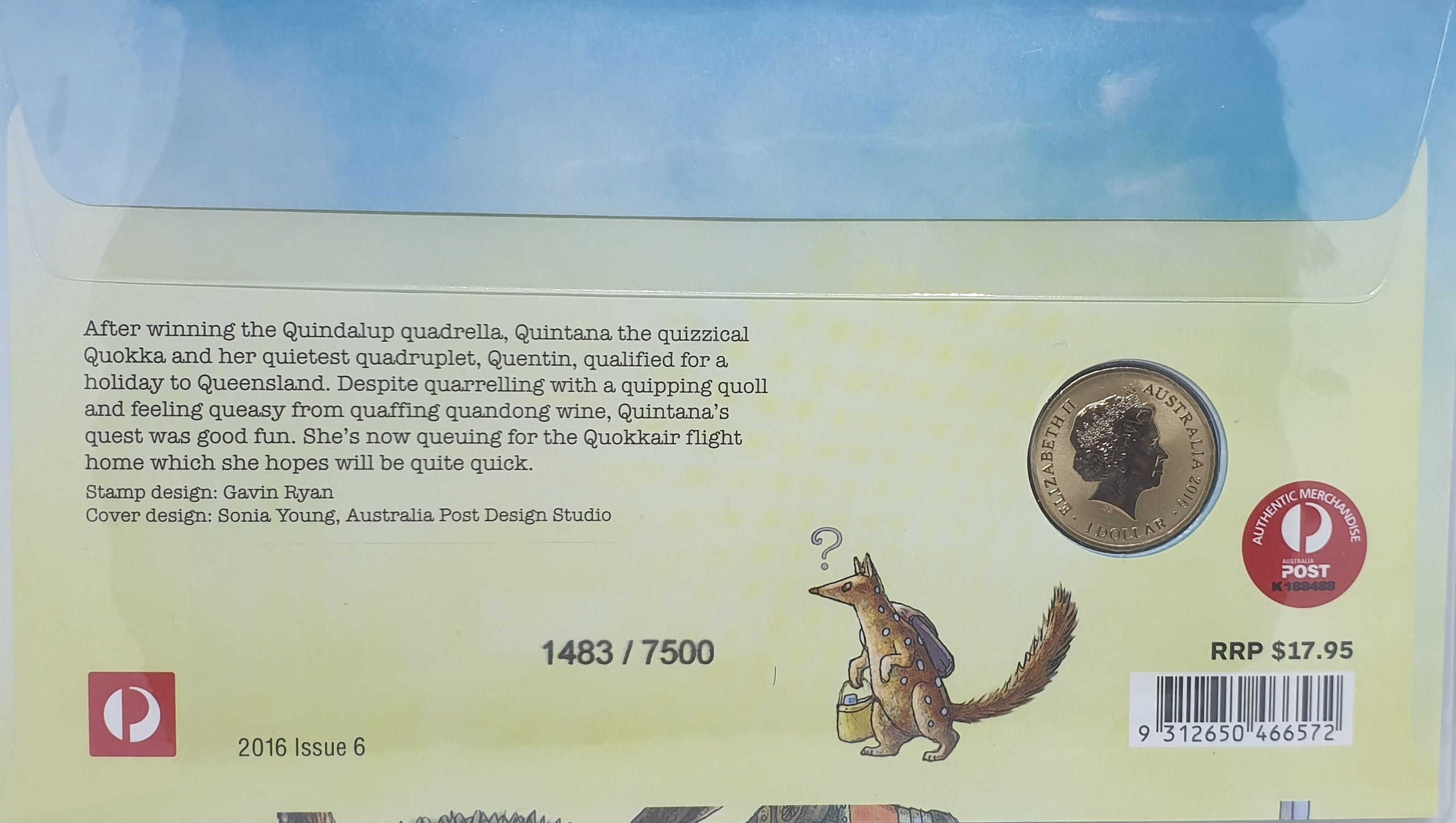 2016 $1 Fair Dinkum Aussie Alphabet Part One Q Coin & Stamp Cover PNC