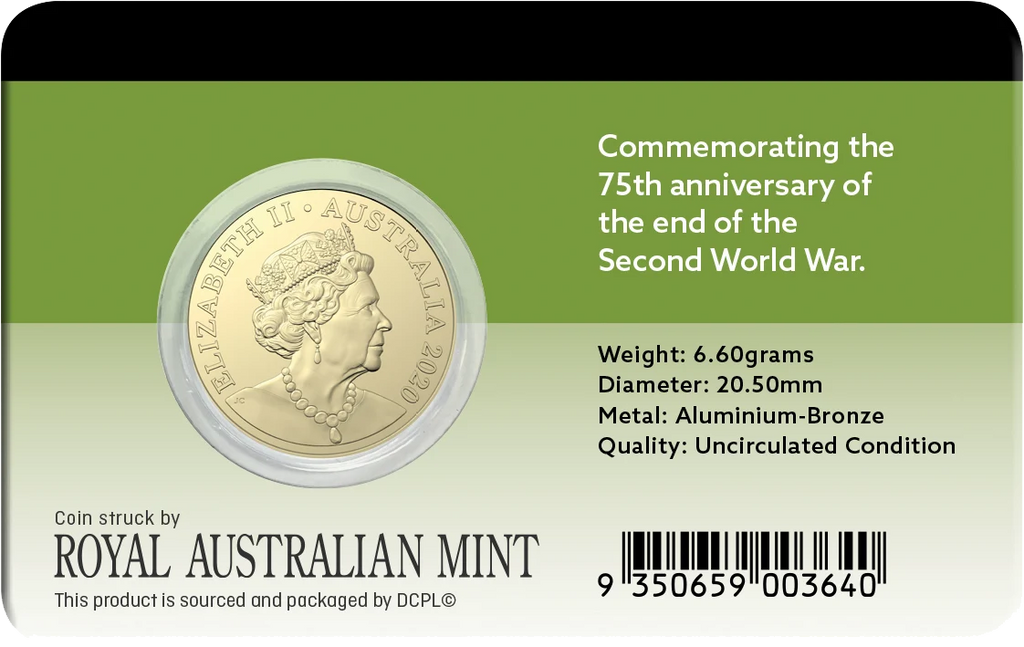 2020 75th Anniversary of the End of WWII $2 Coin in card