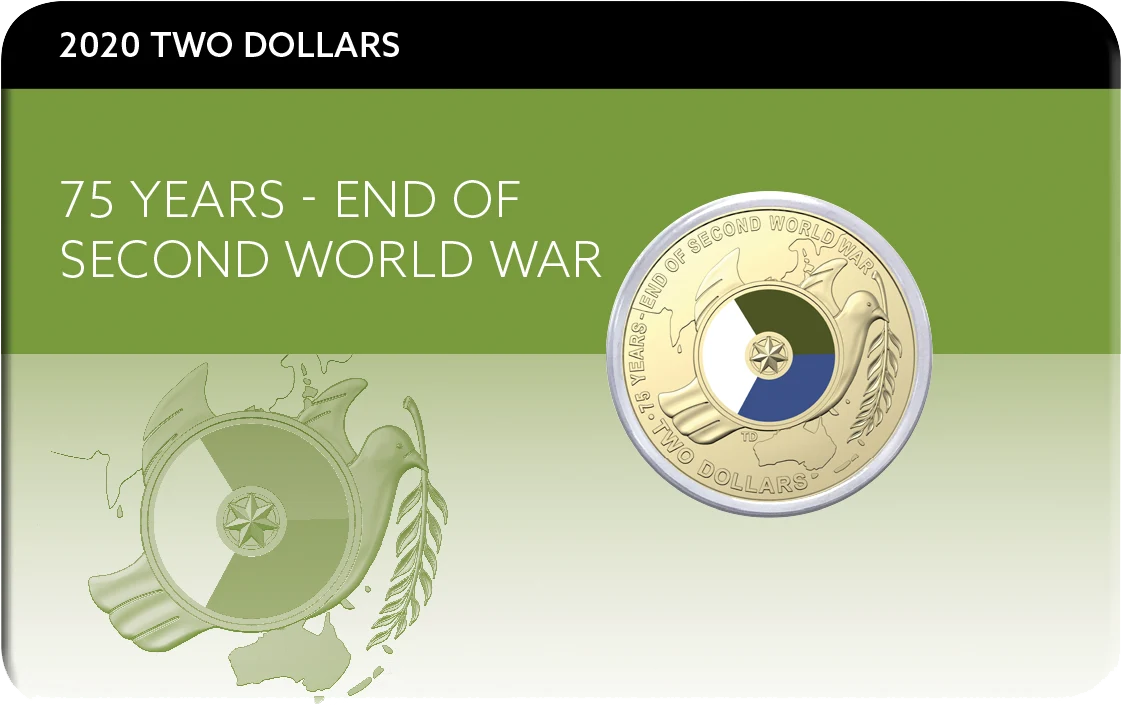 2020 75th Anniversary of the End of WWII $2 Coin in card