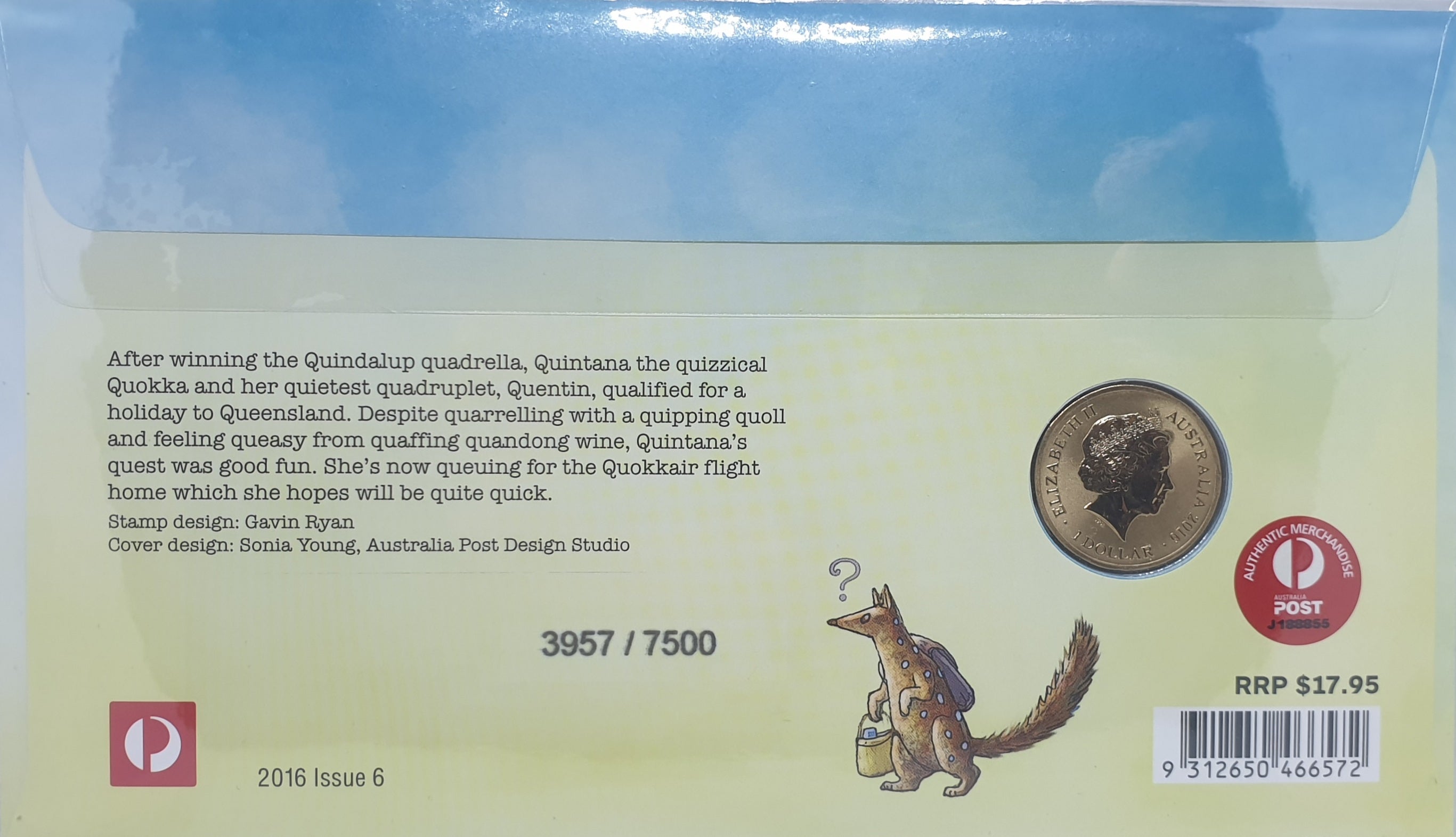 2016 $1 Fair Dinkum Aussie Alphabet Part One Q Coin & Stamp Cover PNC