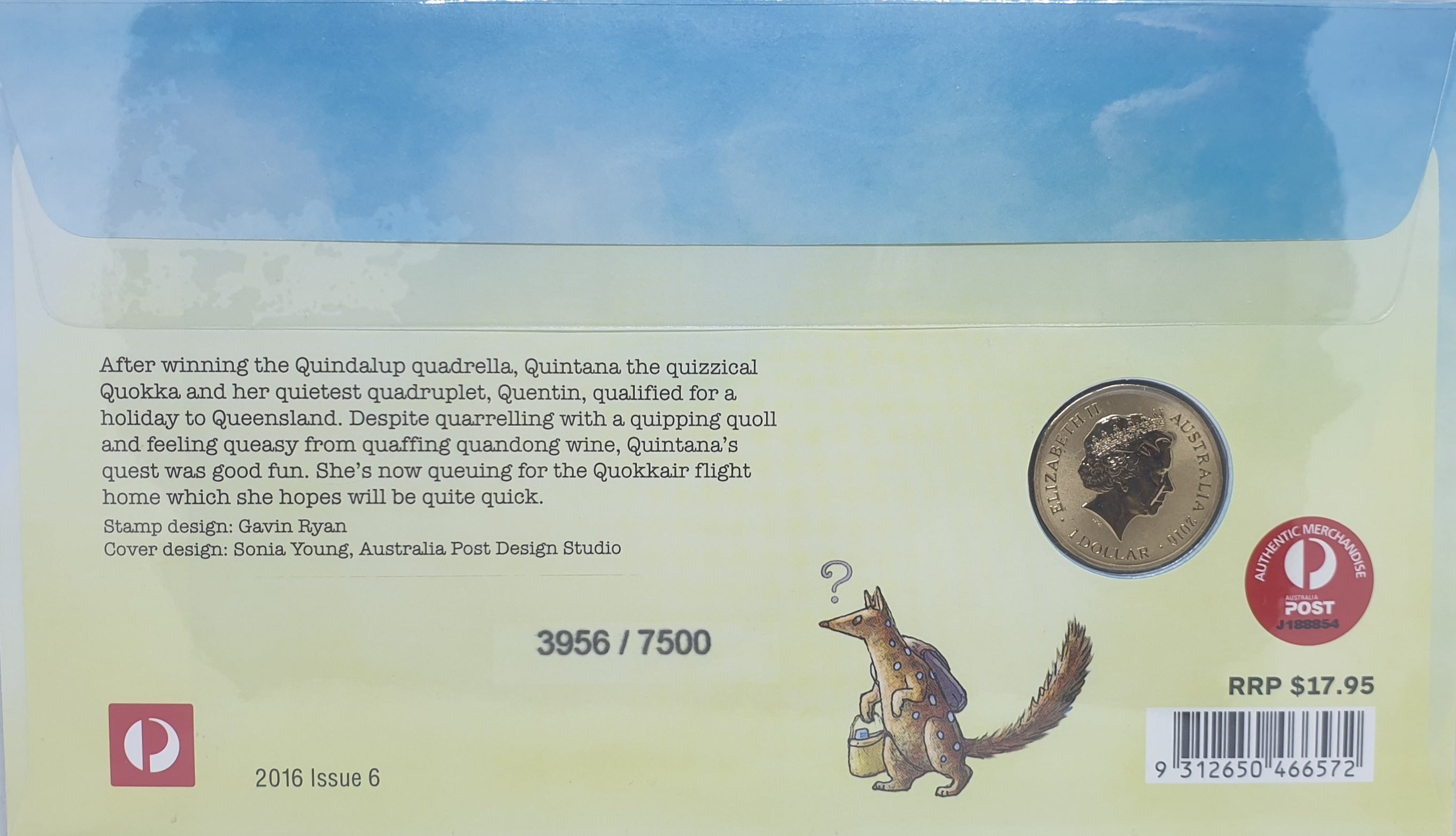 2016 $1 Fair Dinkum Aussie Alphabet Part One Q Coin & Stamp Cover PNC