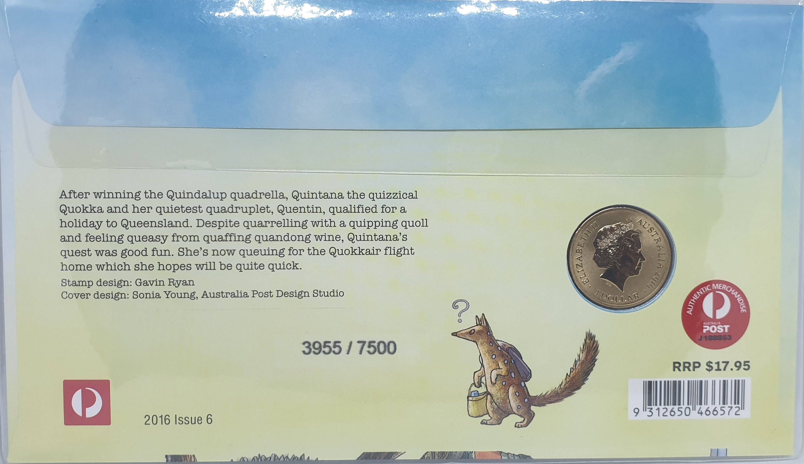 2016 $1 Fair Dinkum Aussie Alphabet Part One Q Coin & Stamp Cover PNC