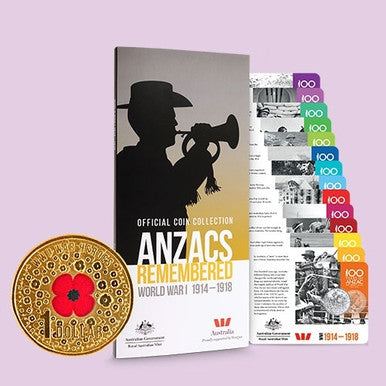 2015 $1 Red Poppy including 15 Coin Set ANZAC folder