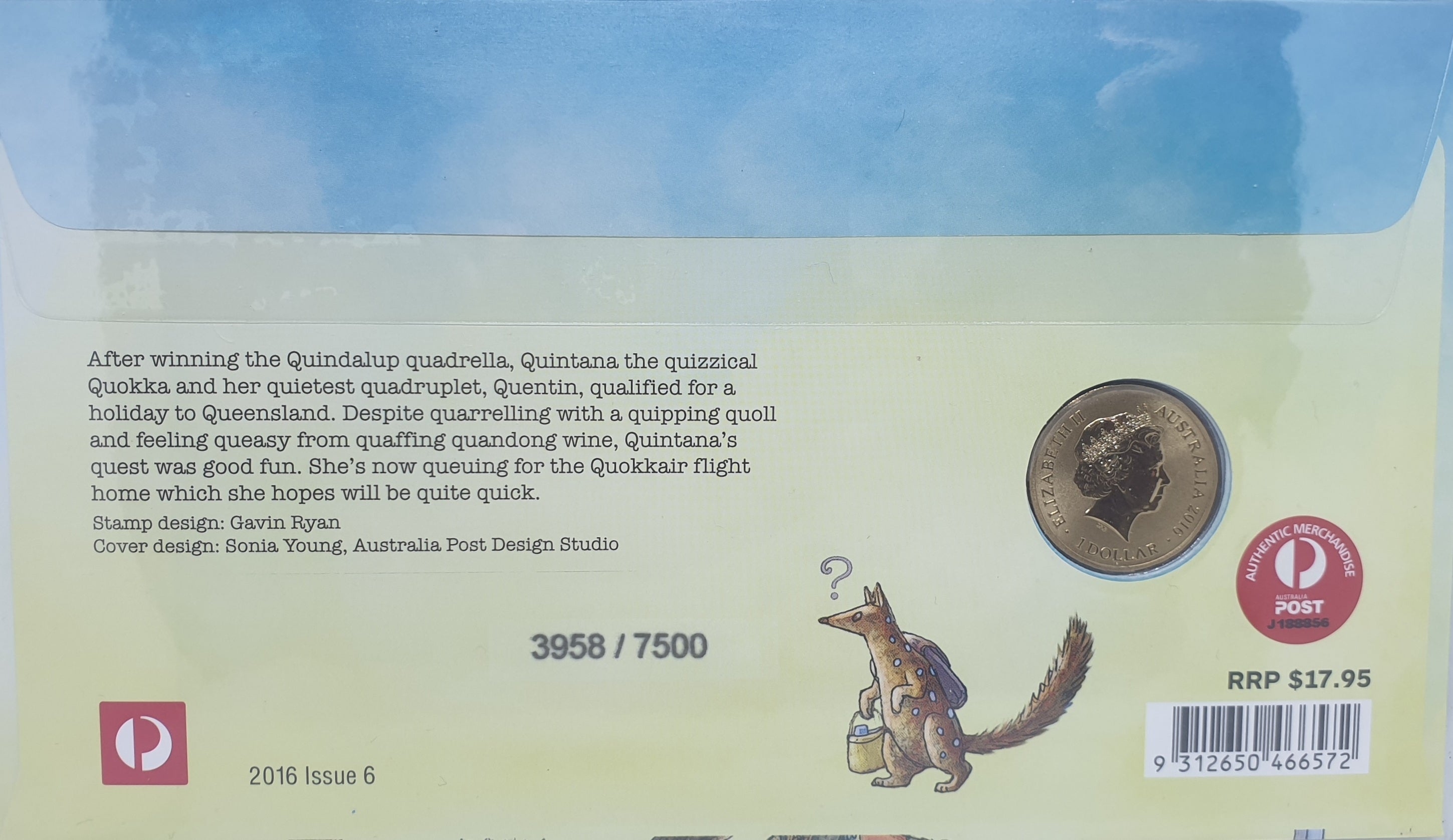 2016 $1 Fair Dinkum Aussie Alphabet Part One Q Coin & Stamp Cover PNC