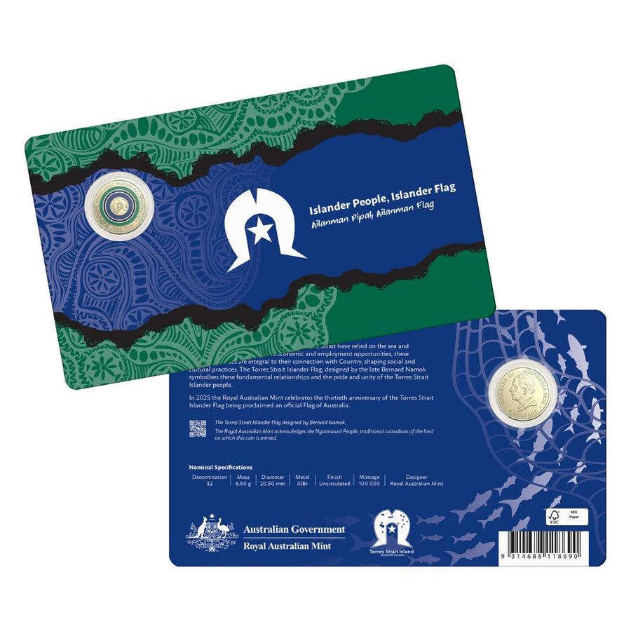 2025 30th Anniversary of the Torres Strait Islander Flag - $2 'C' Mintmark Coloured Uncirculated Coin