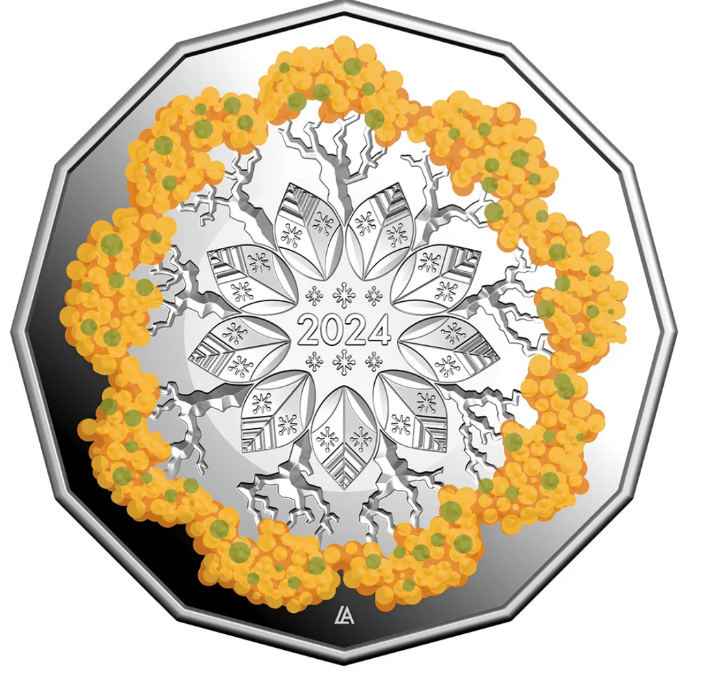 2024 50 Cents Christmas Festive Florals Coloured Silver Proof Coin