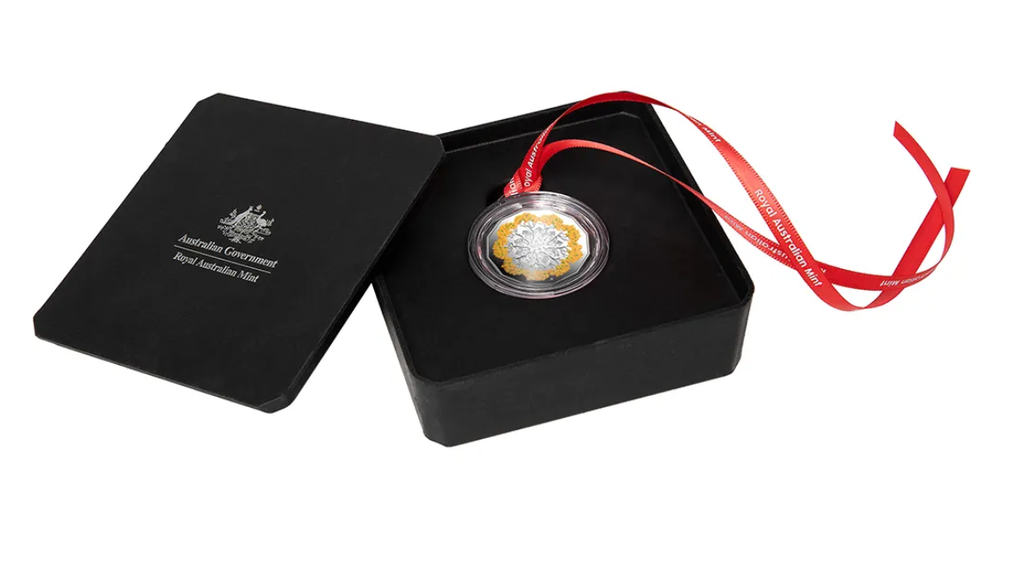 2024 50 Cents Christmas Festive Florals Coloured Silver Proof Coin