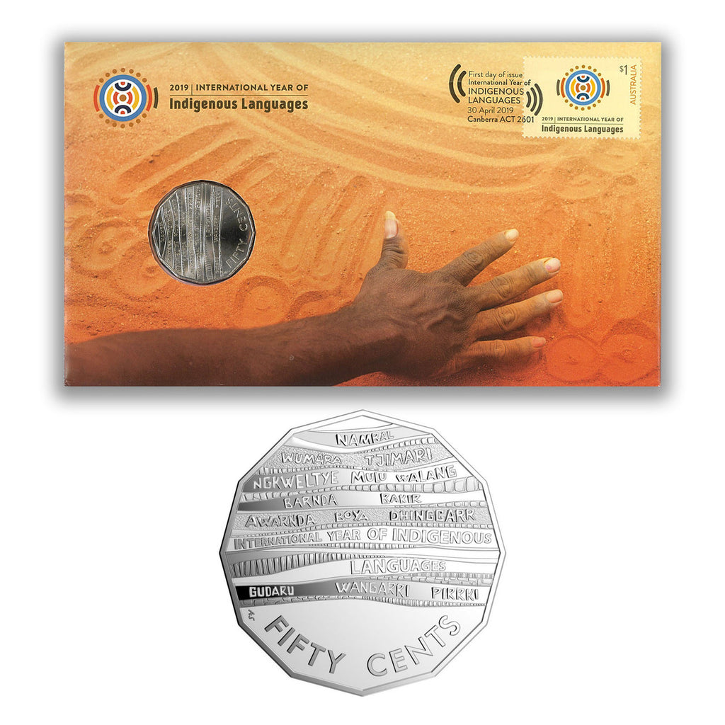 Australia 2019 International Year of Indigenous Language Stamp & 50c Coin Cover - PNC