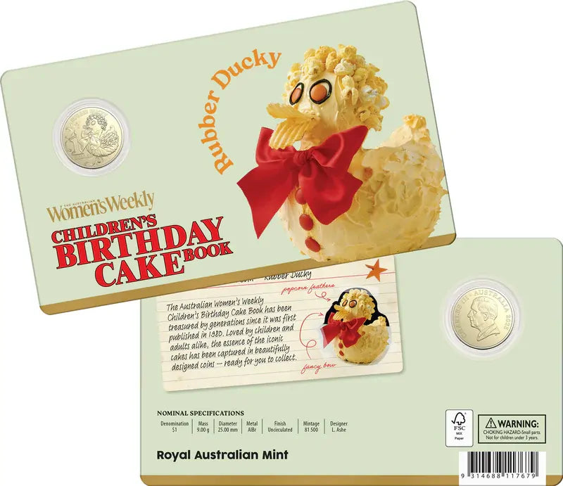 2025 $1 AWW Birthday Cake book - Carded Coin