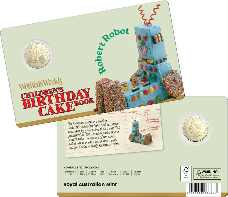 2025 $1 AWW Birthday Cake book - Carded Coin