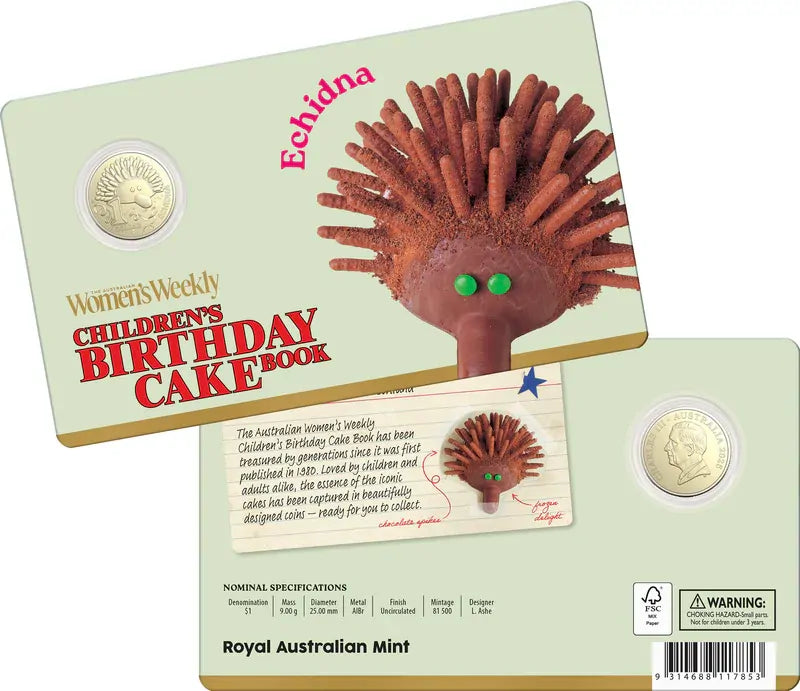 2025 $1 AWW Birthday Cake book - Carded Coin
