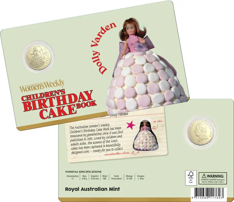 2025 $1 AWW Birthday Cake book - Carded Coin