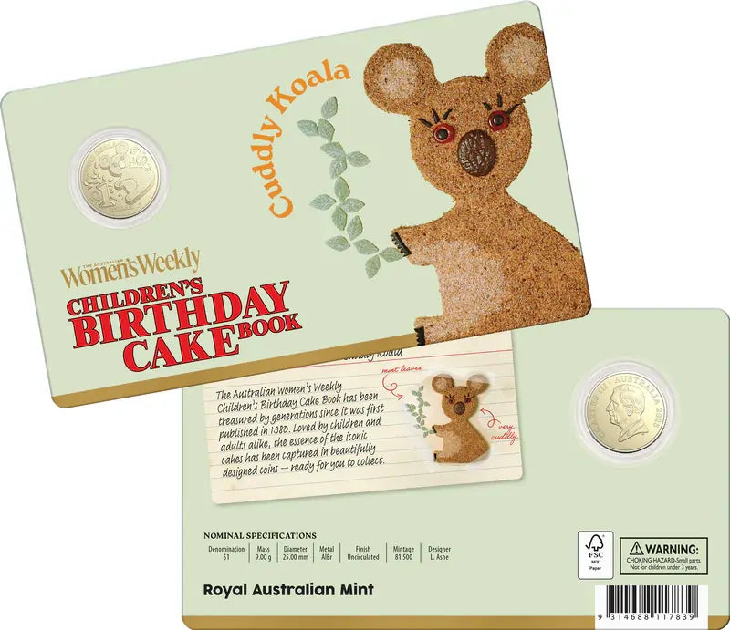 2025 $1 AWW Birthday Cake book - Carded Coin