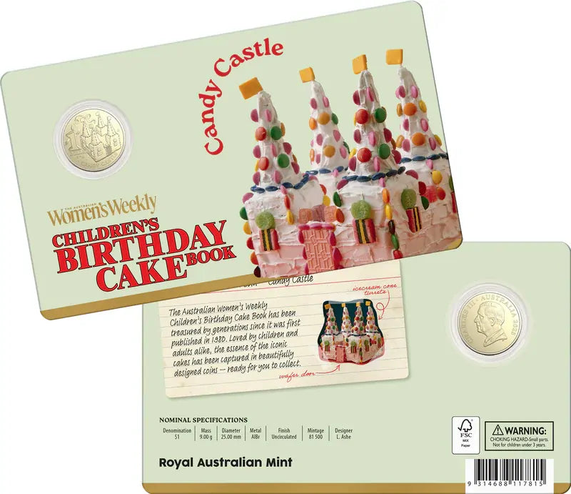2025 $1 AWW Birthday Cake book - Carded Coin