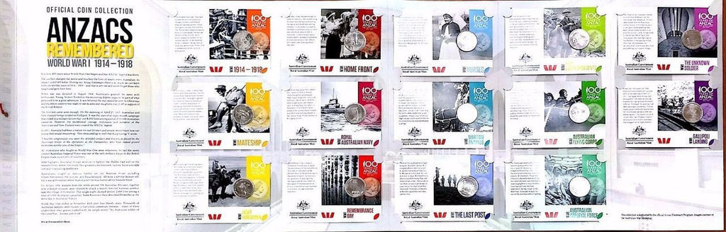 2015 ANZACS Remembered 20c - Set Of 14 Coins