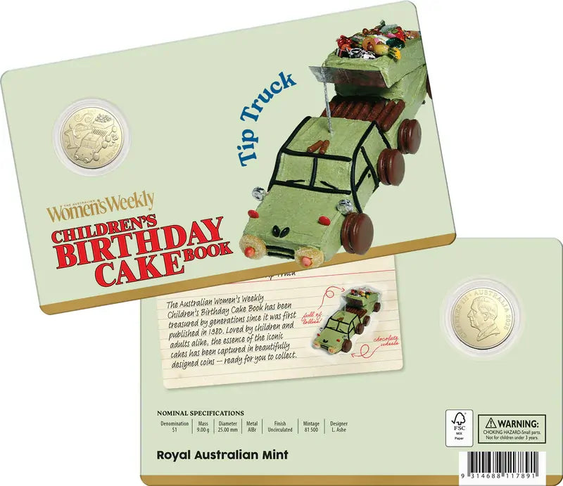 2025 $1 AWW Birthday Cake book - Carded Coin
