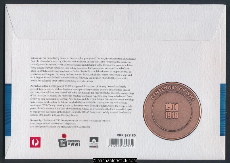 2014 ANZAC - Troops Depart Stamp and Medallion Cover
