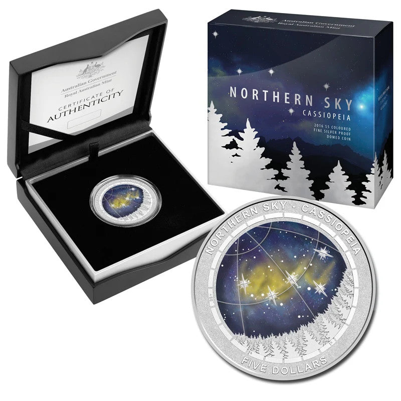 2016 $5 Northern Sky - Cassiopeia Silver Proof Coin