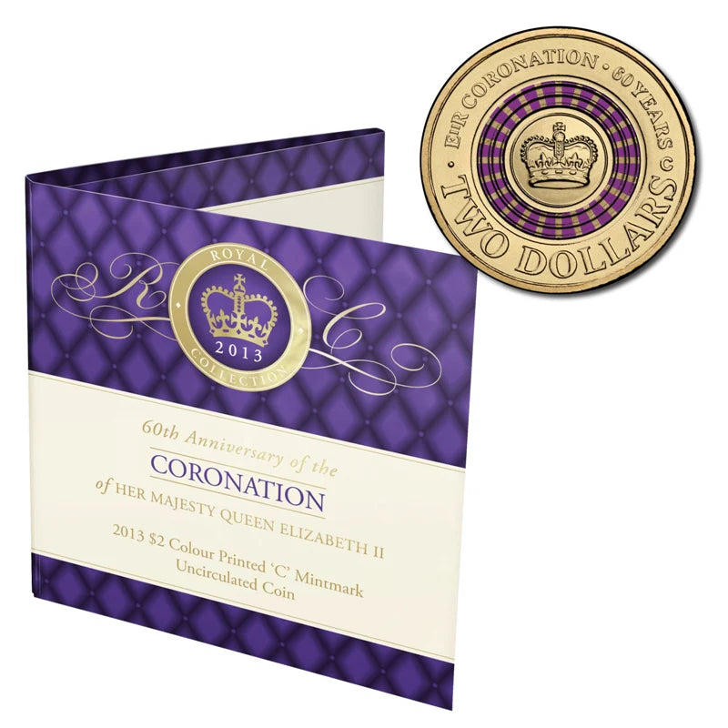 2013 QEII 60th Anniversary of Coronation $2 'C' Mintmark Coin in Card