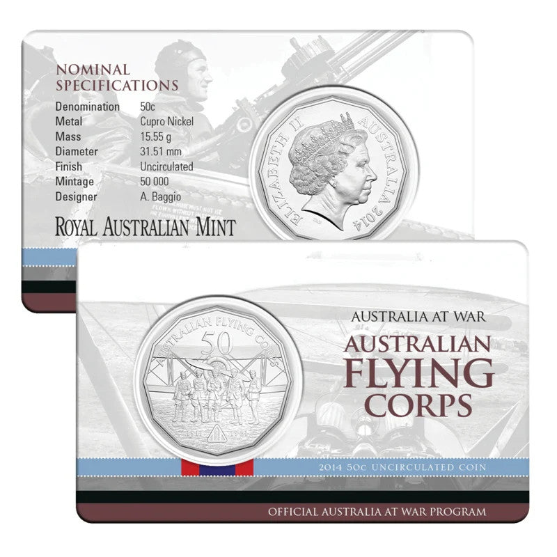 2014 Australians at War - Australian Flying Corps 50 Cent coin in card