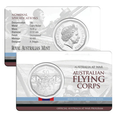 2014 Australians at War - Australian Flying Corps 50 Cent coin in card